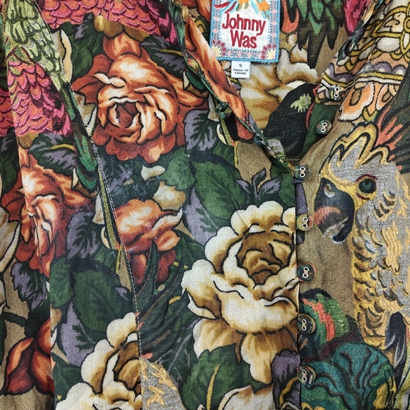 Johnny Was Parrot Cosima Blouse Multicolor Floral Size Small - Picture 9 of 15